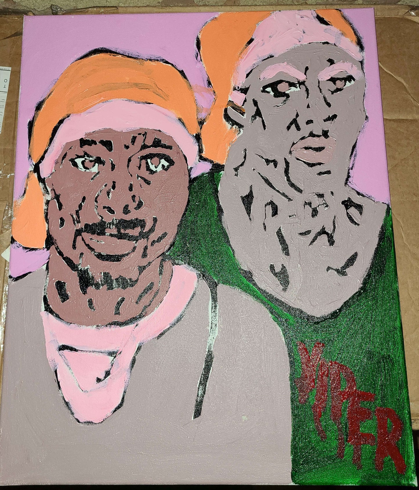 'Viper featuring 2Pac' 20x16in Original Oil on Canvas Painting