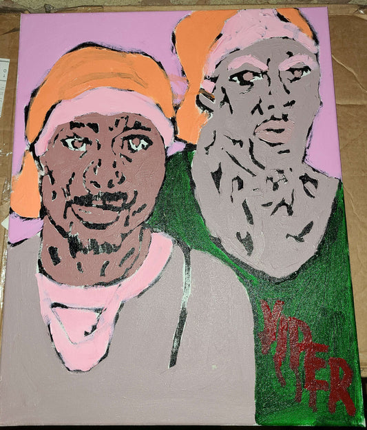 'Viper featuring 2Pac' 20x16in Original Oil on Canvas Painting